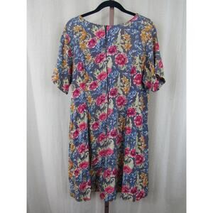 Lauren Brooke Large Vintage Bright Floral ROMPER Wide Leg and Flowy 80s 90s